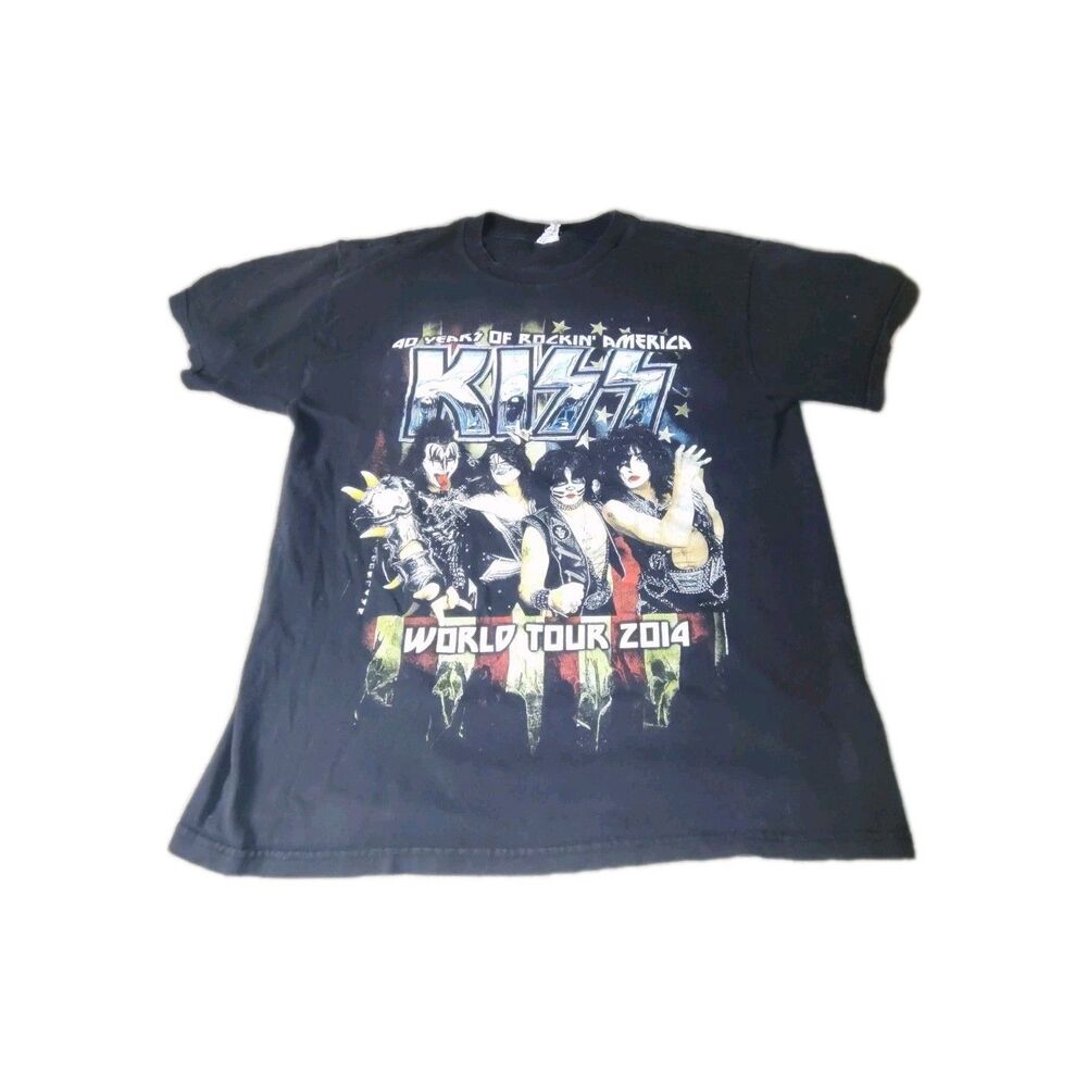 Kiss   Graphic  Shirt Tour 2014 Large 40 Year Anniversary Band Tee  2014